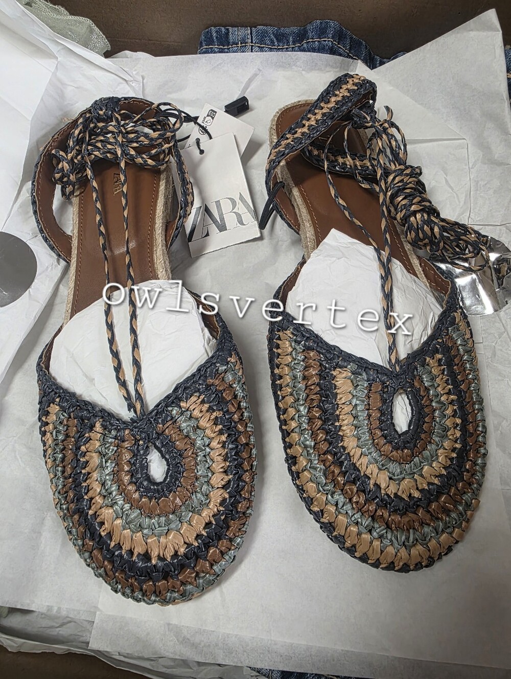 Zara New Sz 8 / 39 BRAIDED FLAT SHOESMULTI-COLOR
